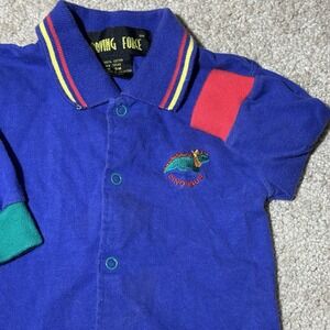 Vintage 90s‎ Colorblock Dinosaur Embroidered Baby Long Sleeve Shirt 6-9 Months